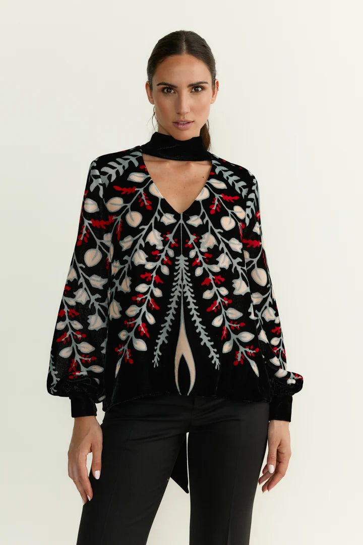 BLUSA LILY BOUQUET BLACK VELVET