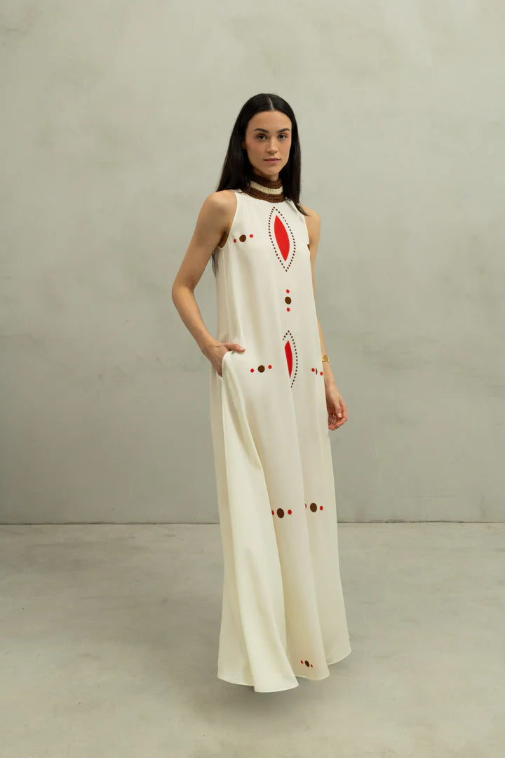 VESTIDO KOM OVALOS BEIGE