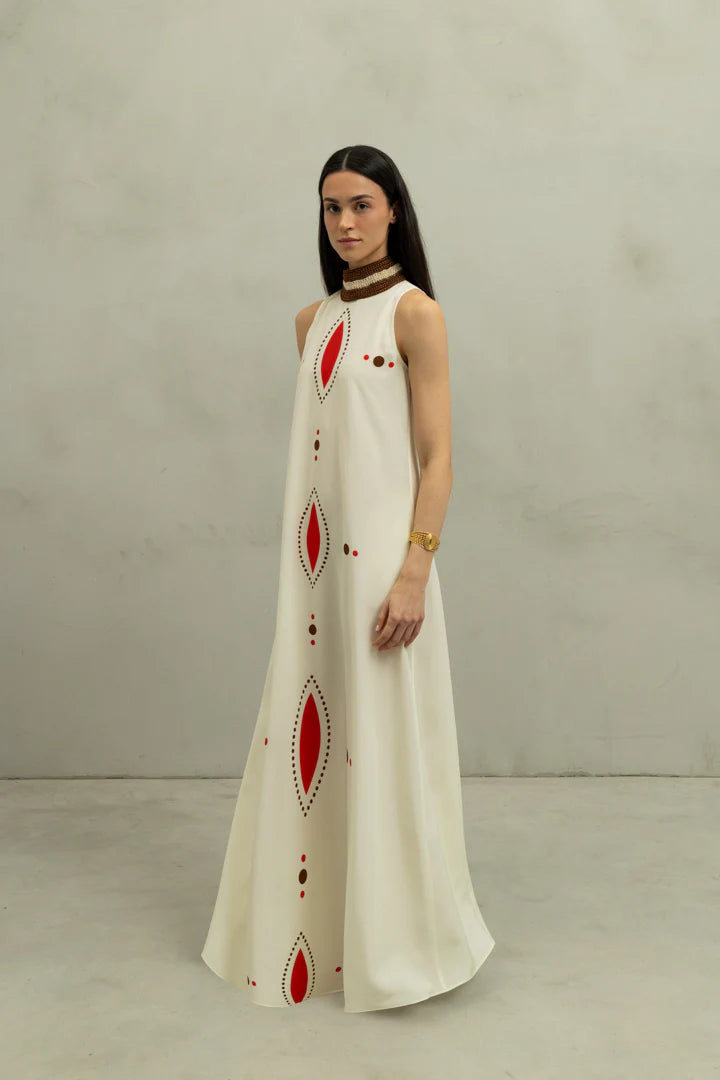 VESTIDO KOM OVALOS BEIGE