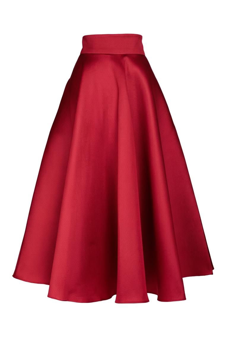 FALDA MIDI VUELO TUSOR ROJA