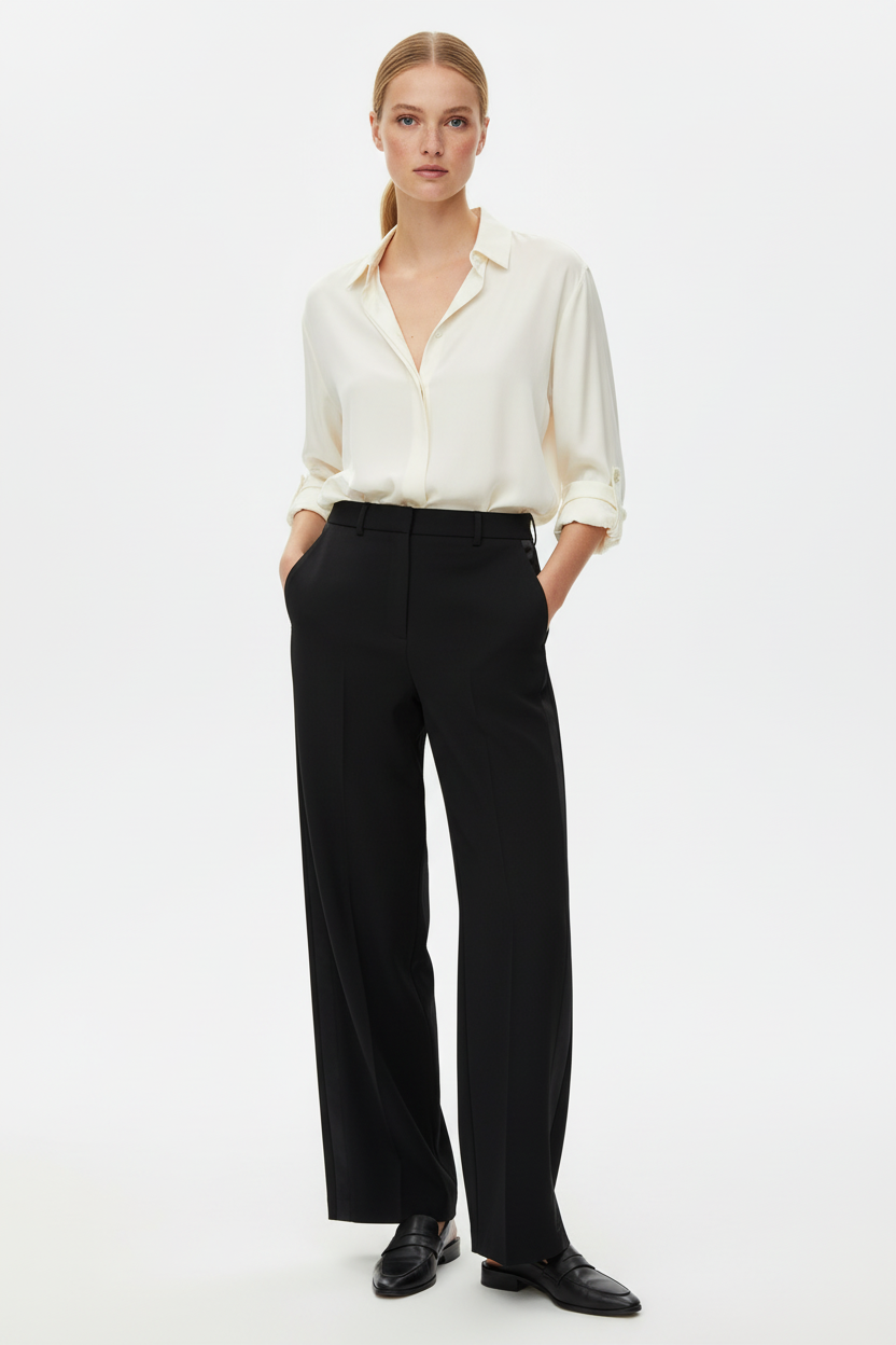 PANTALON SMOKING NEGRO DETALLES SATINADOS VV