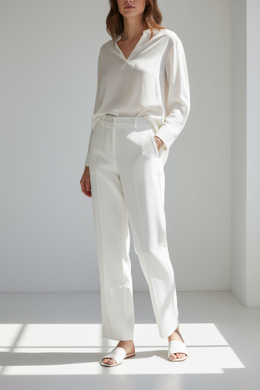 PANTALON BLANCO DETALLE TERCIOPELO VV