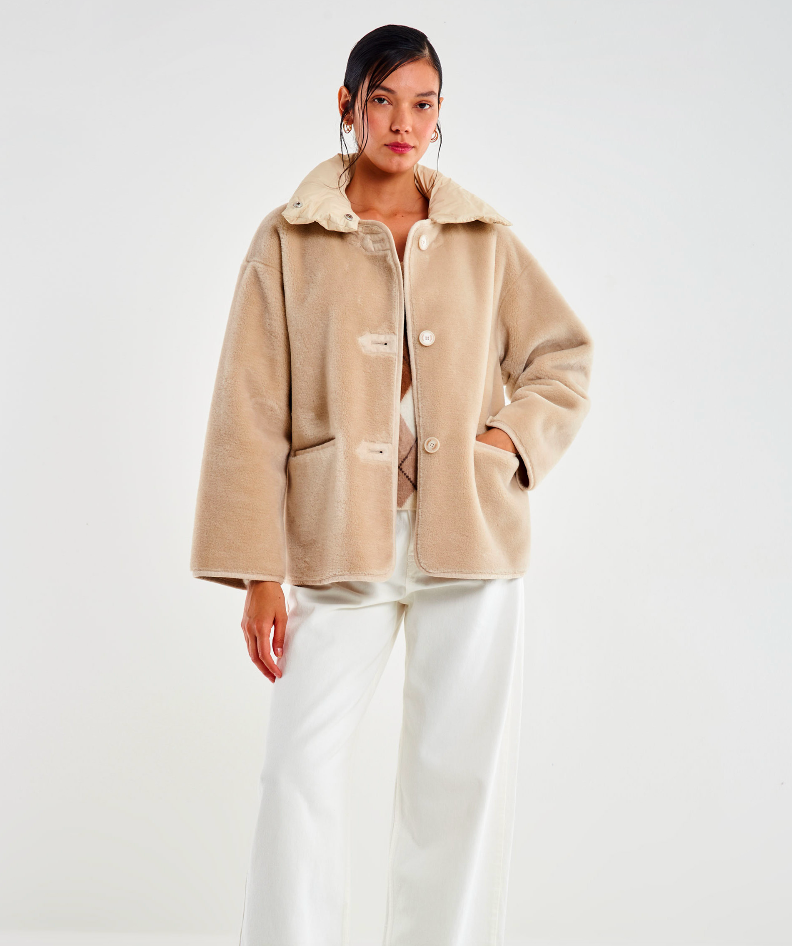 ABRIGO BORREGO BEIGE  VV