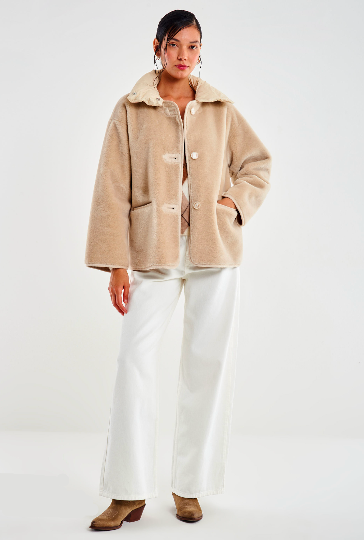 ABRIGO BORREGO BEIGE  VV