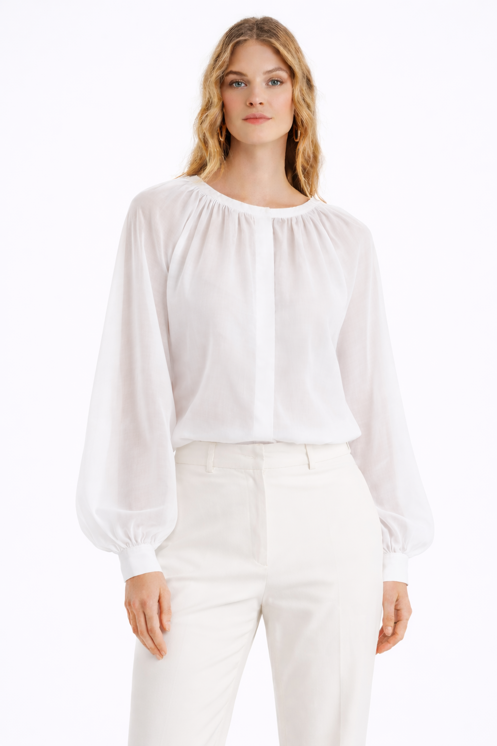 CAMISA BLANCA MANGAS ABULLONADAS VV