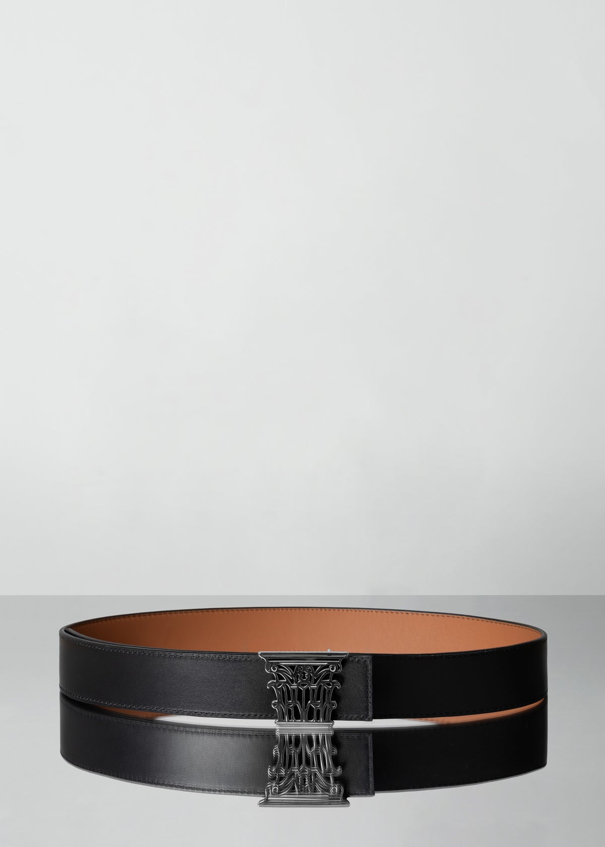 CORINTHIAN BLACK TAN BELT SILVER