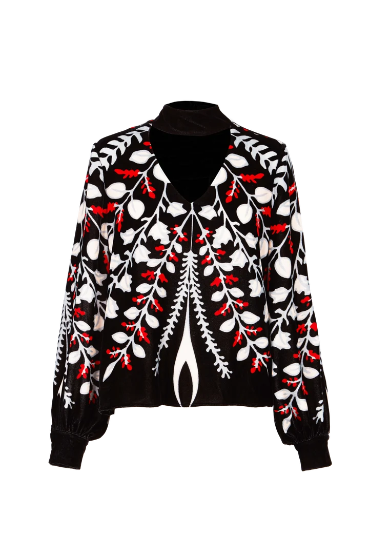 BLUSA LILY BOUQUET BLACK VELVET