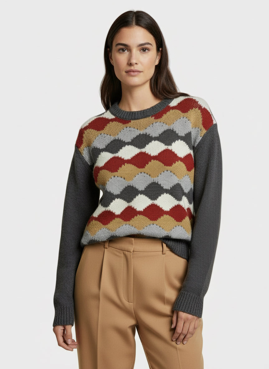 JERSEY ROMBOS GRIS Y ROJA VV