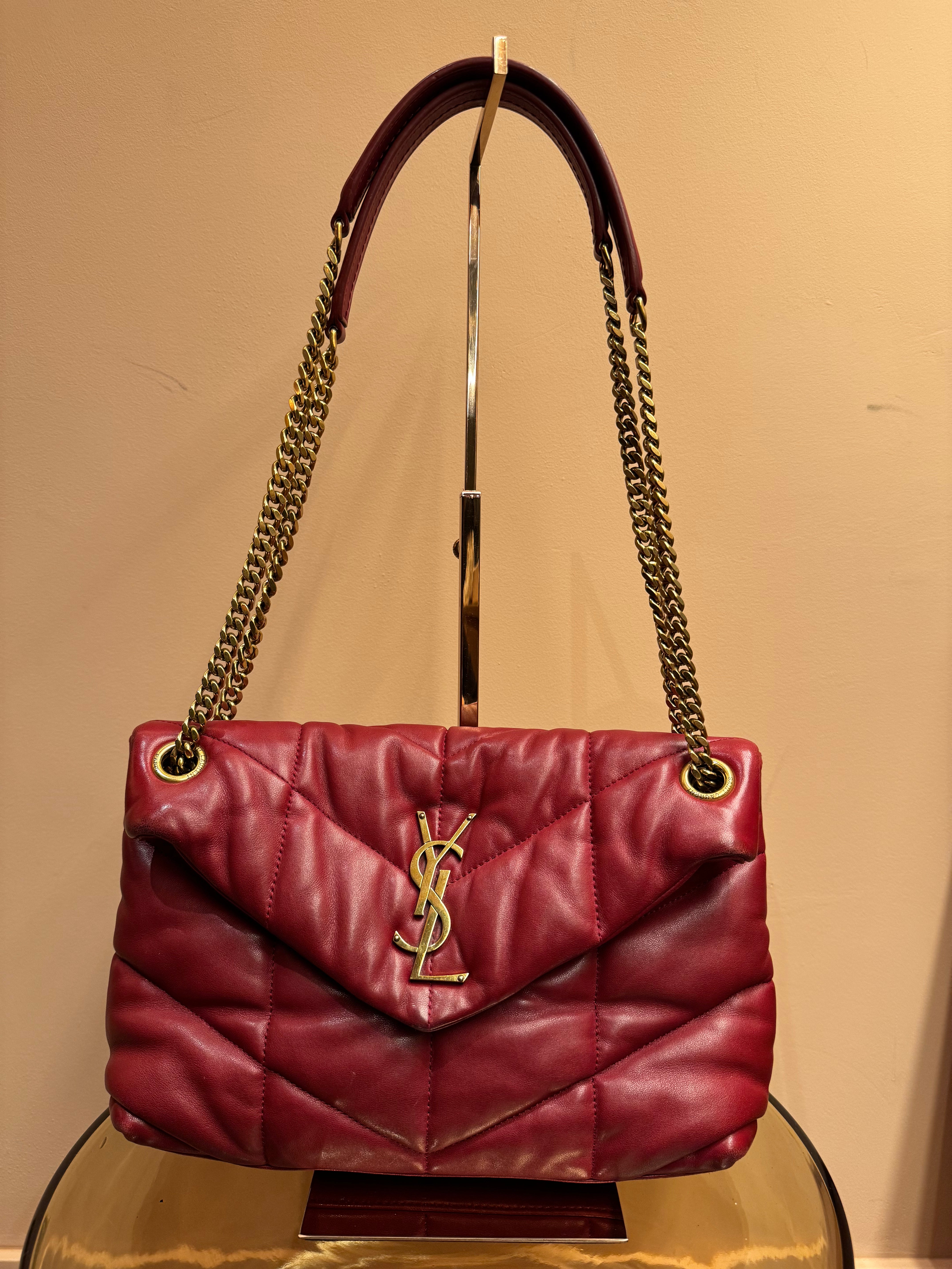 BOLSO YSL PUFFER DE PIEL DE CORDERO ROJO