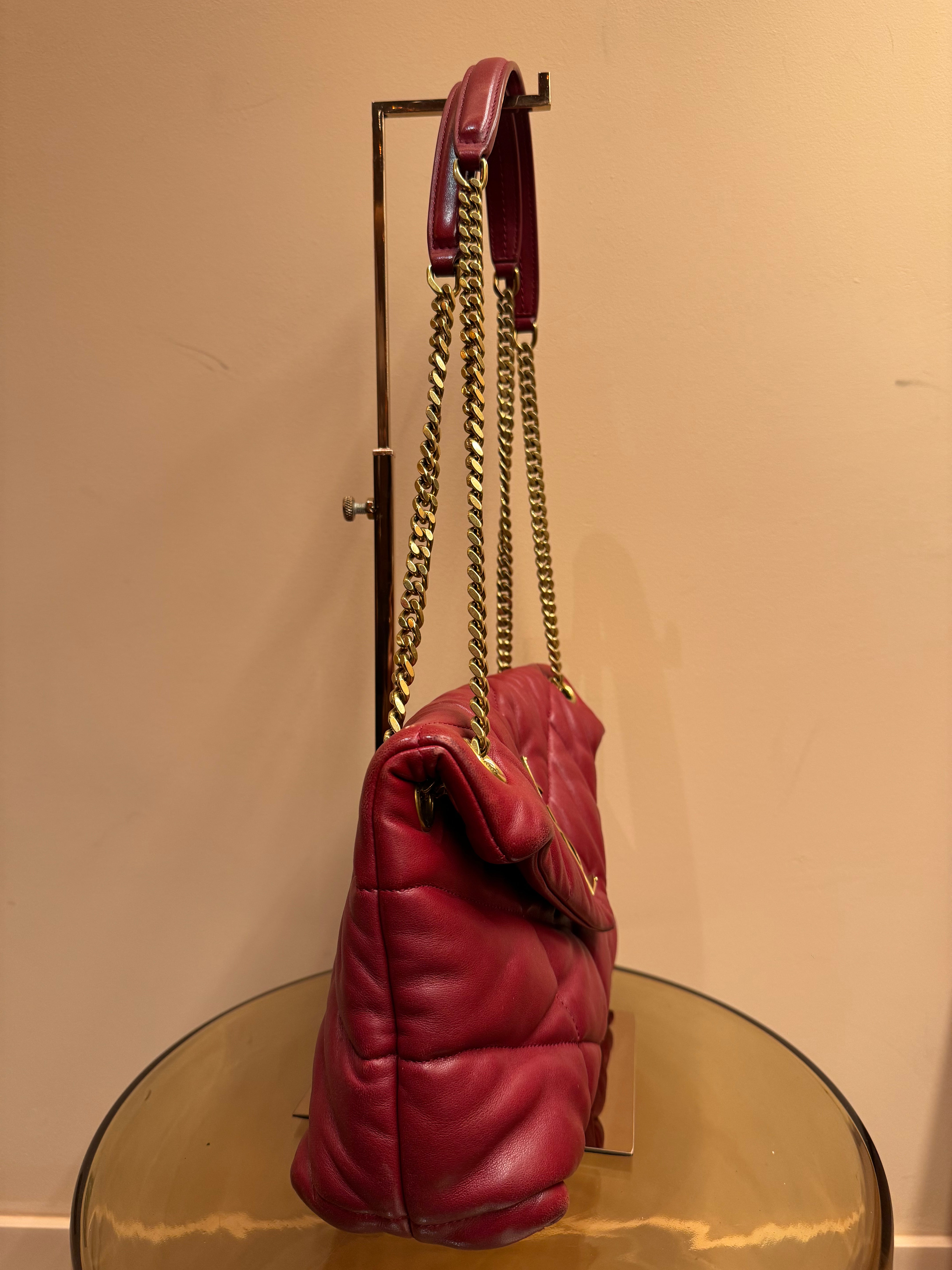 BOLSO YSL PUFFER DE PIEL DE CORDERO ROJO