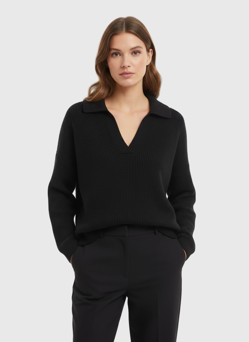 JERSEY OVERSIZE CUELLO POLO NEGRO VV