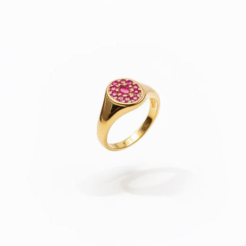 ANILLO SELLO ORO Y ROSA CHIQUITITO