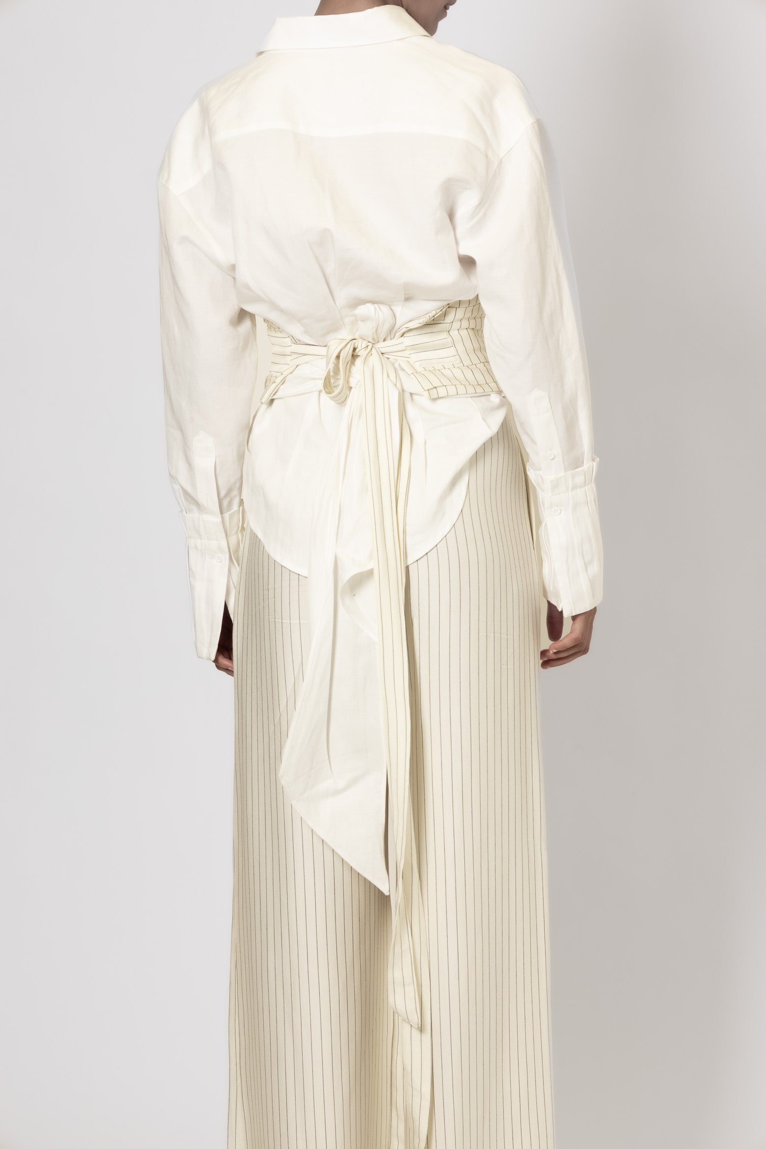 LA DUEÑA TROUSERS OFF WHITE PINSTRIPE