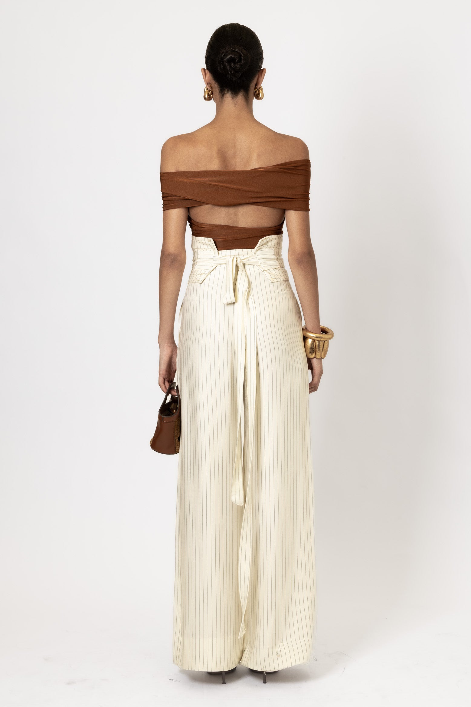 LA DUEÑA TROUSERS OFF WHITE PINSTRIPE