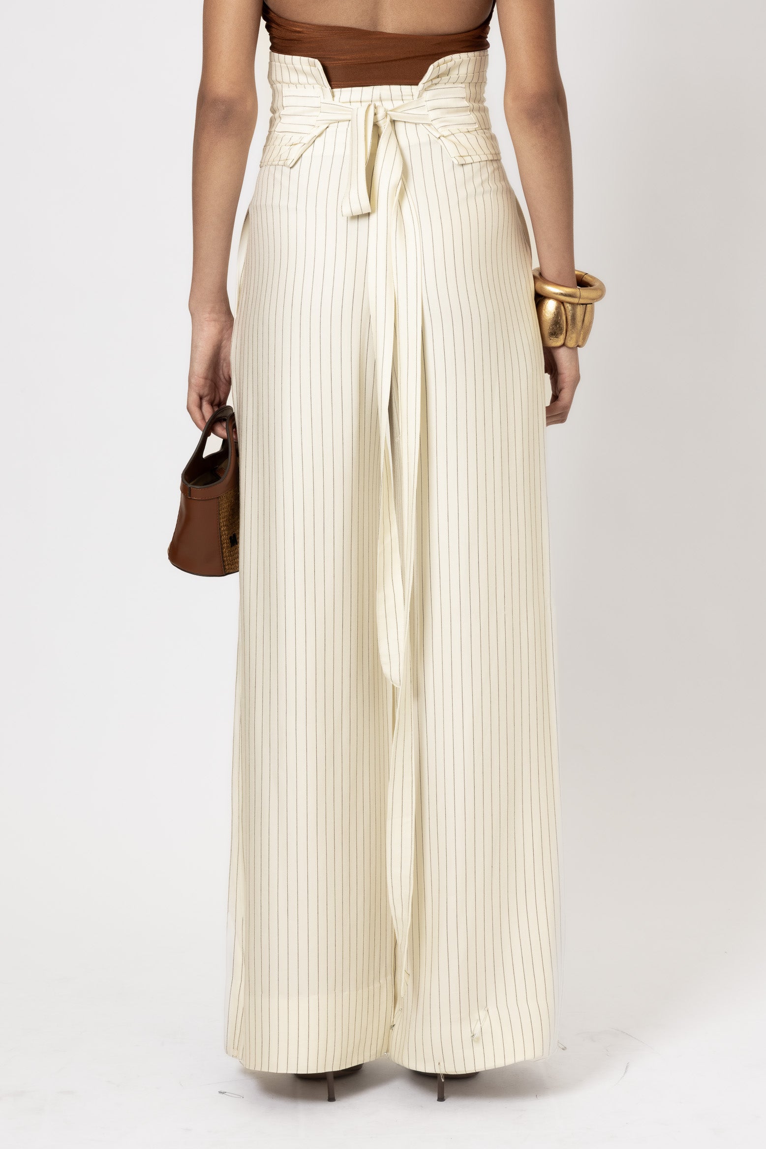 LA DUEÑA TROUSERS OFF WHITE PINSTRIPE