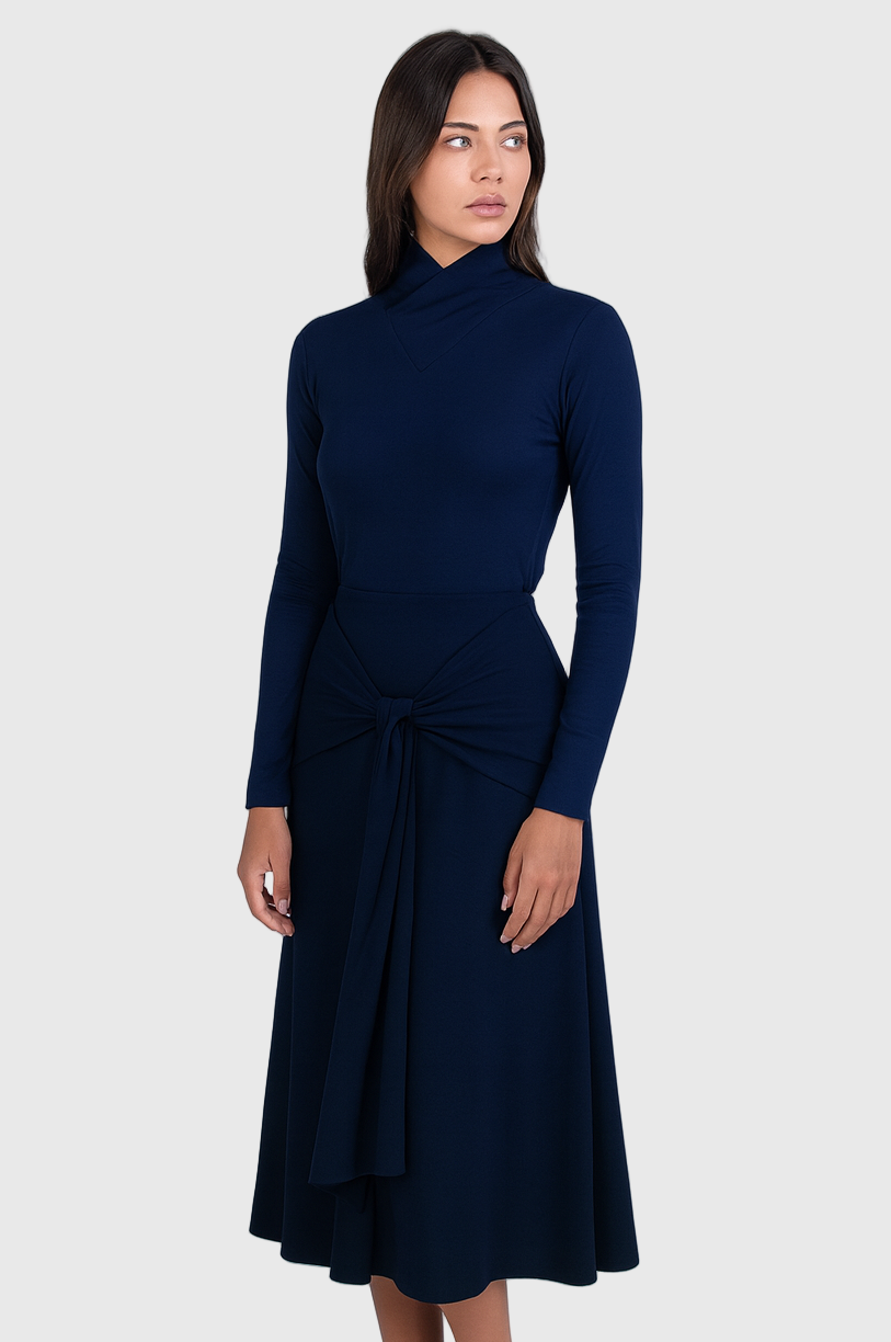 SKIRT DRAPED PIMA BLUE