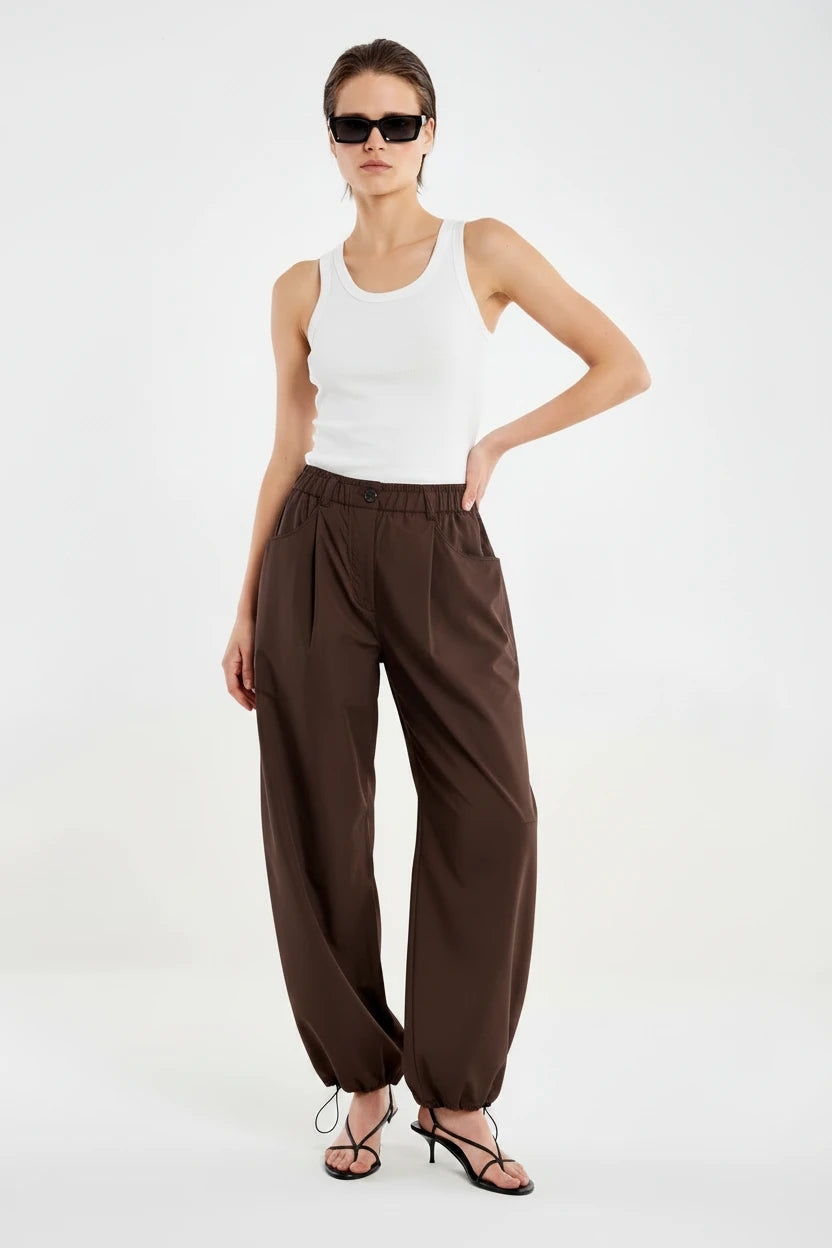 PANTALON MARRON ALGODON FINO