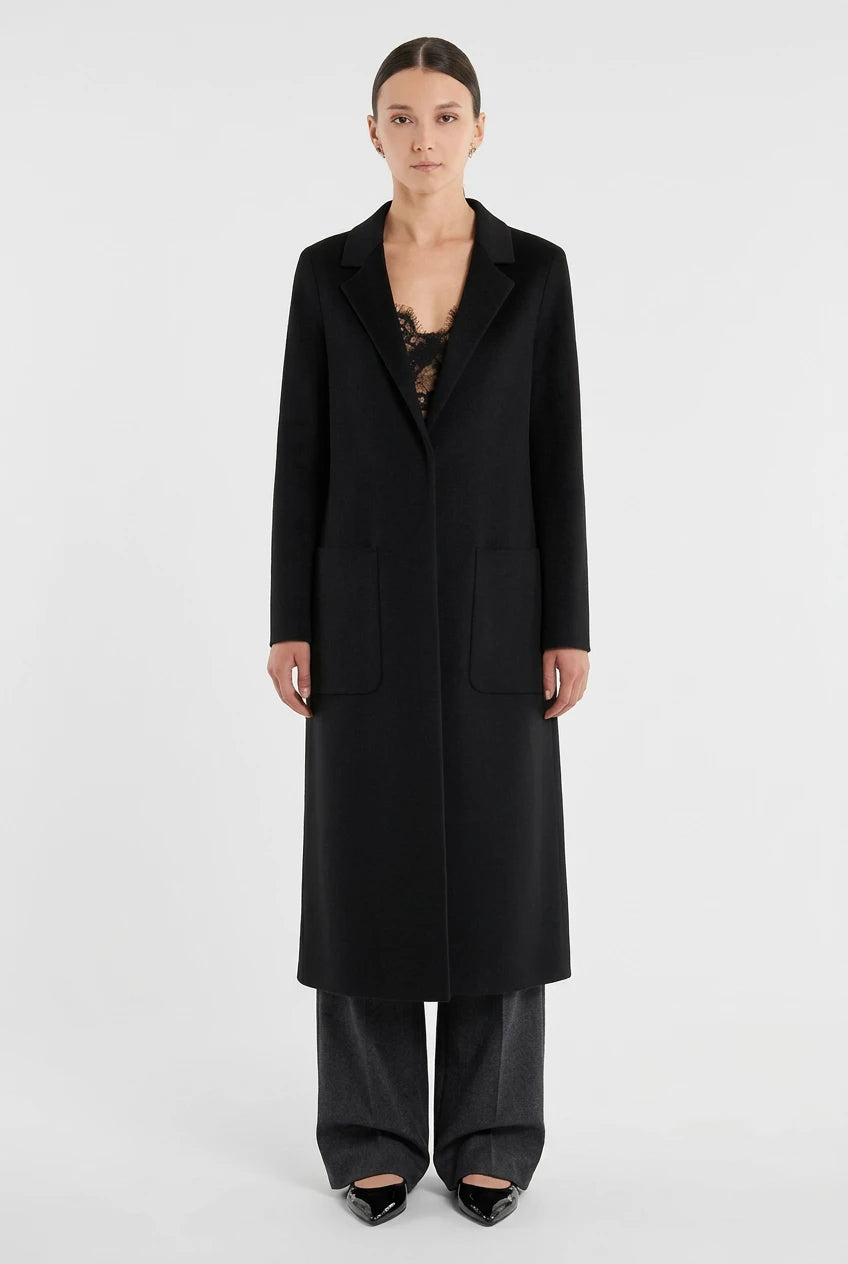 ABRIGO LANA NEGRO OVERSIZED BOTON OCULTO