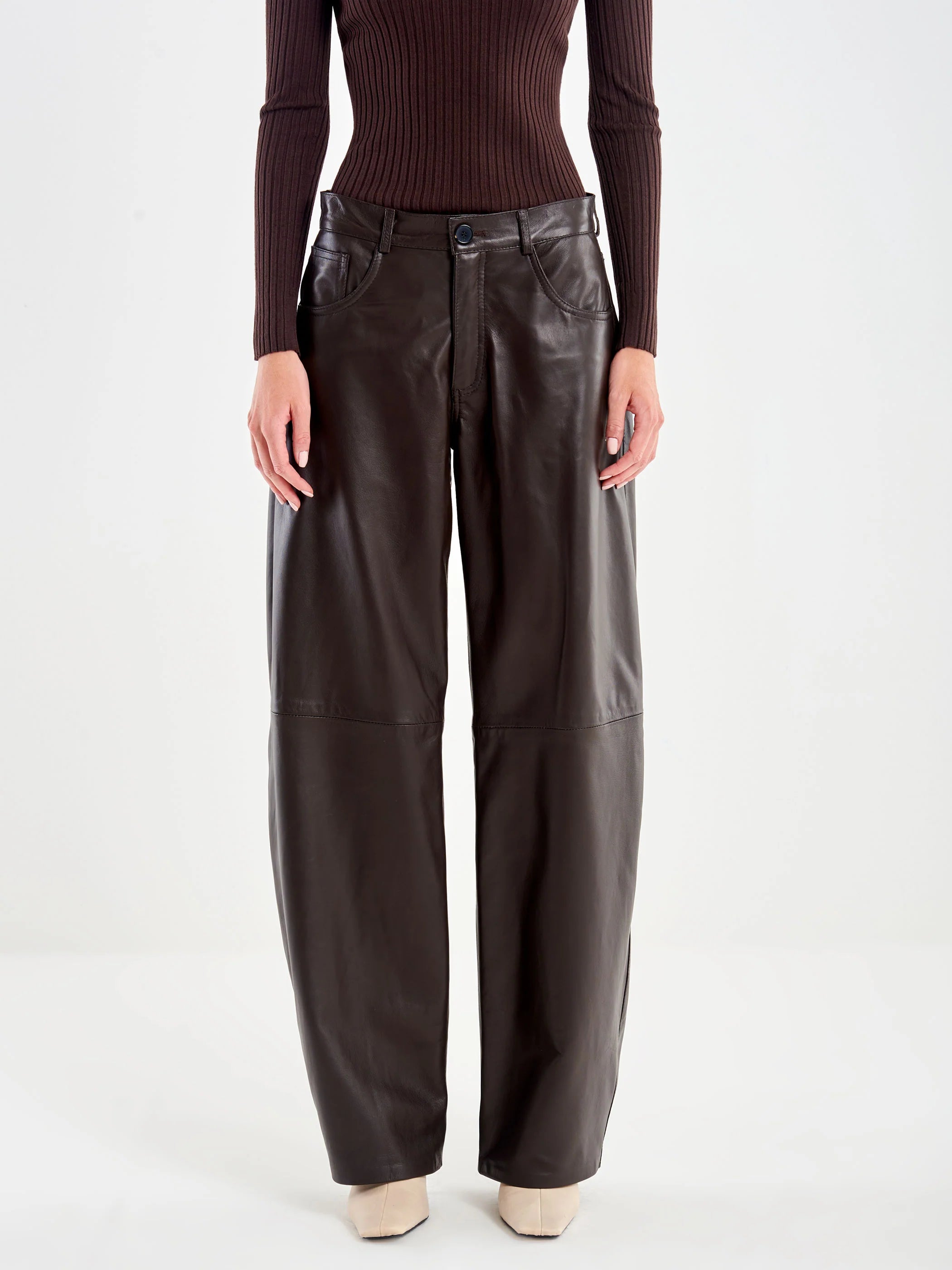 PANTALON PIEL BOMBACHO MARRON VV