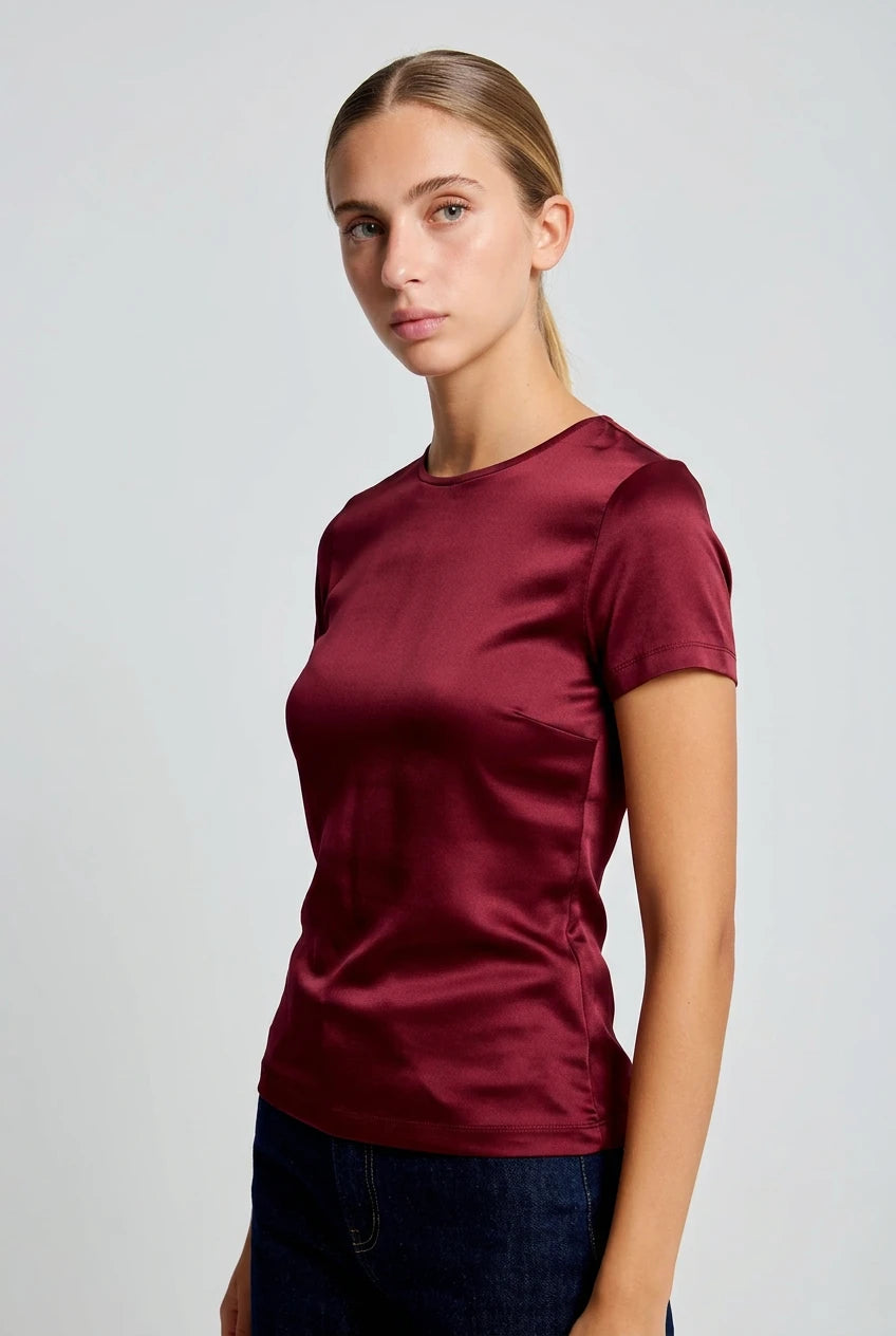 TSHIRT MANGAS CORTAS SATINADA GRANATE