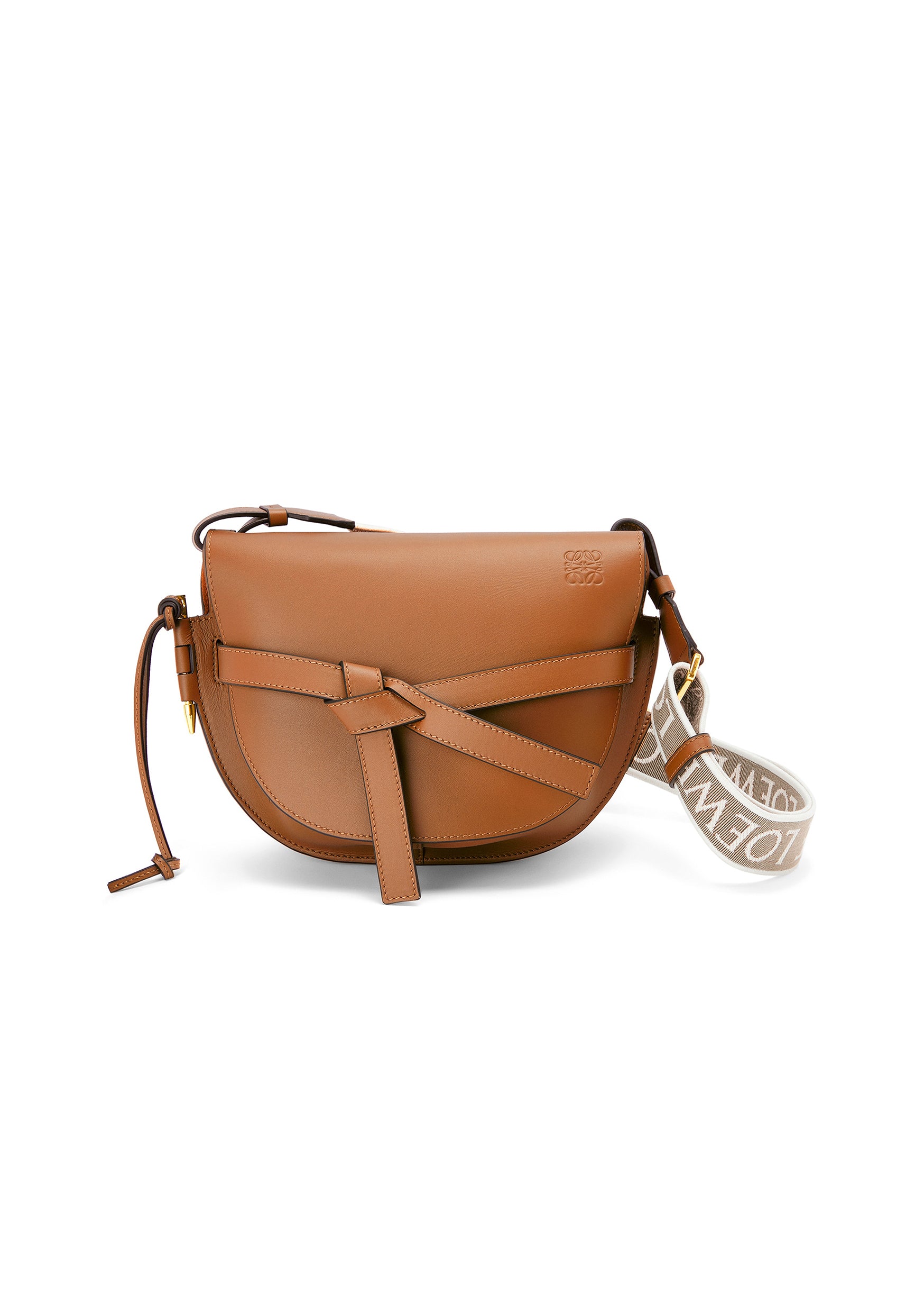 BOLSO LOEWE GATE DUAL MARRÓN CLARO EN PIEL DE TERNERA Y JACQUARD