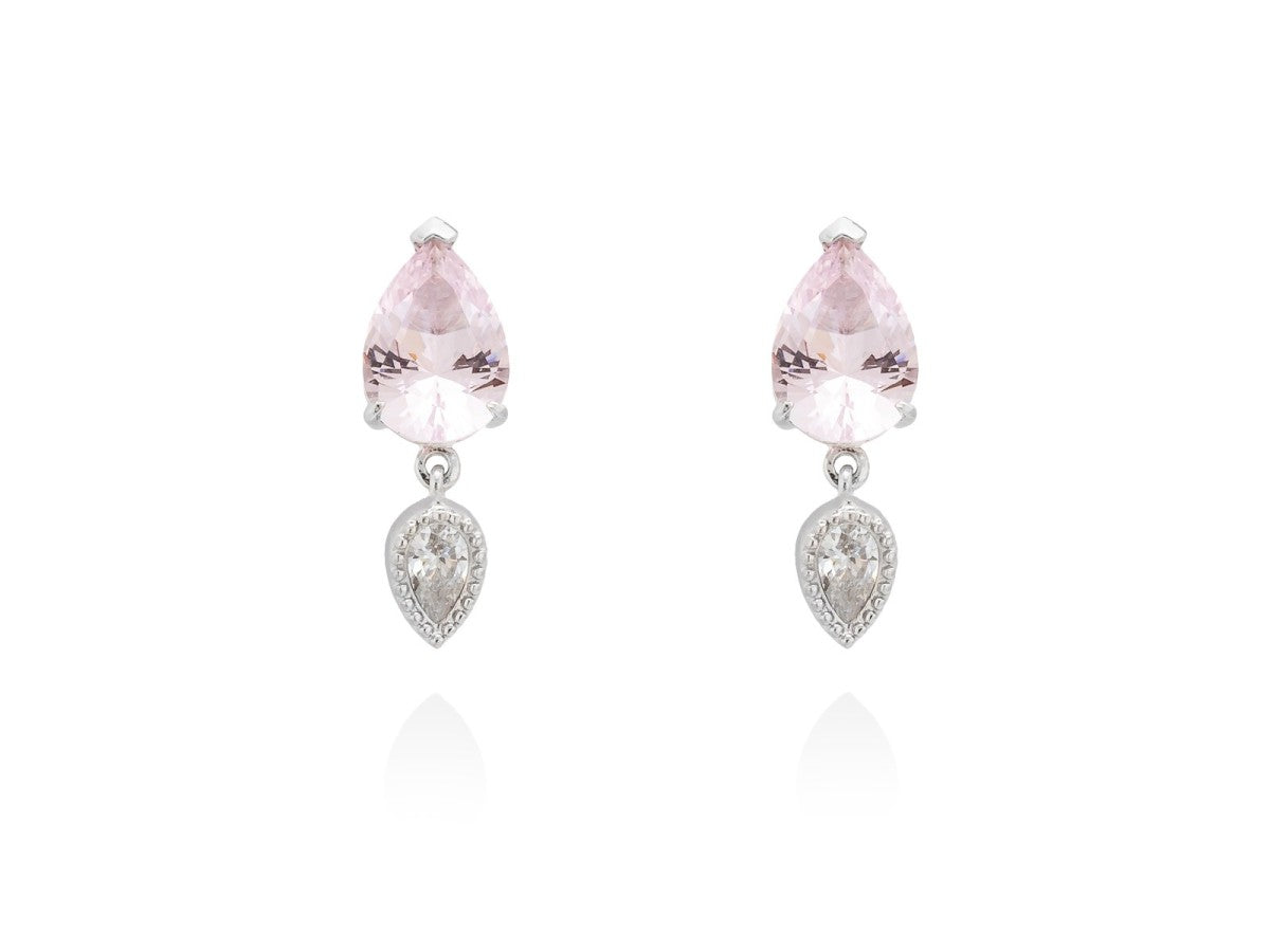 PENDIENTES PLATA GEMA ROSA