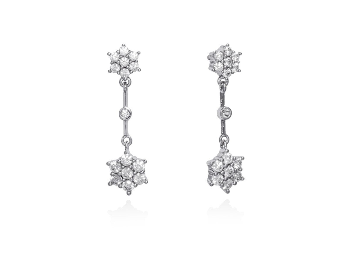 PENDIENTES PLATA LARGO DOBLE ROSETA