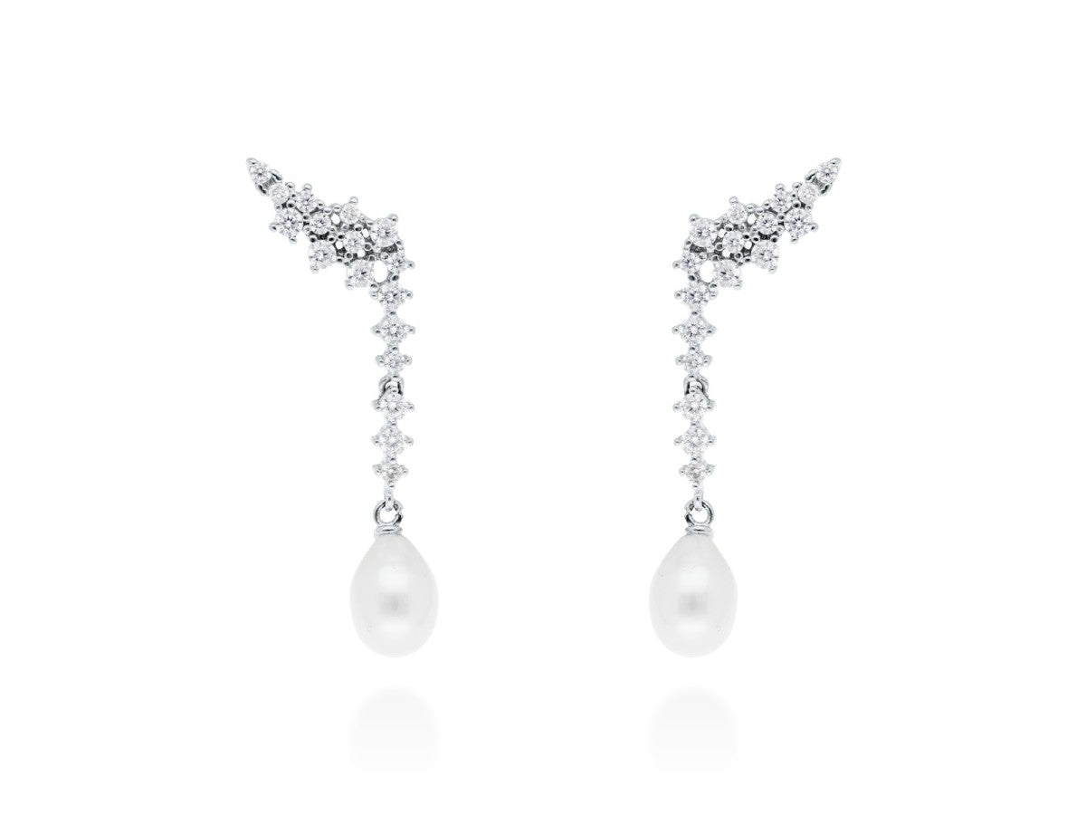 PENDIENTES COLGANTES PERLA PLATA
