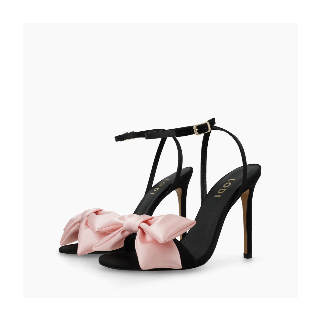 SANDALIAS NEGRAS LAZO ROSA WANS-TE